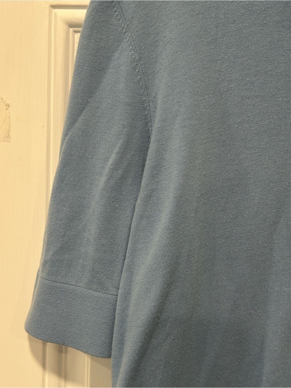 COS Open Collar Short Sleeve Polo Sweater Steel Blue Minimalist Preppy Medium - Picture 5 of 12